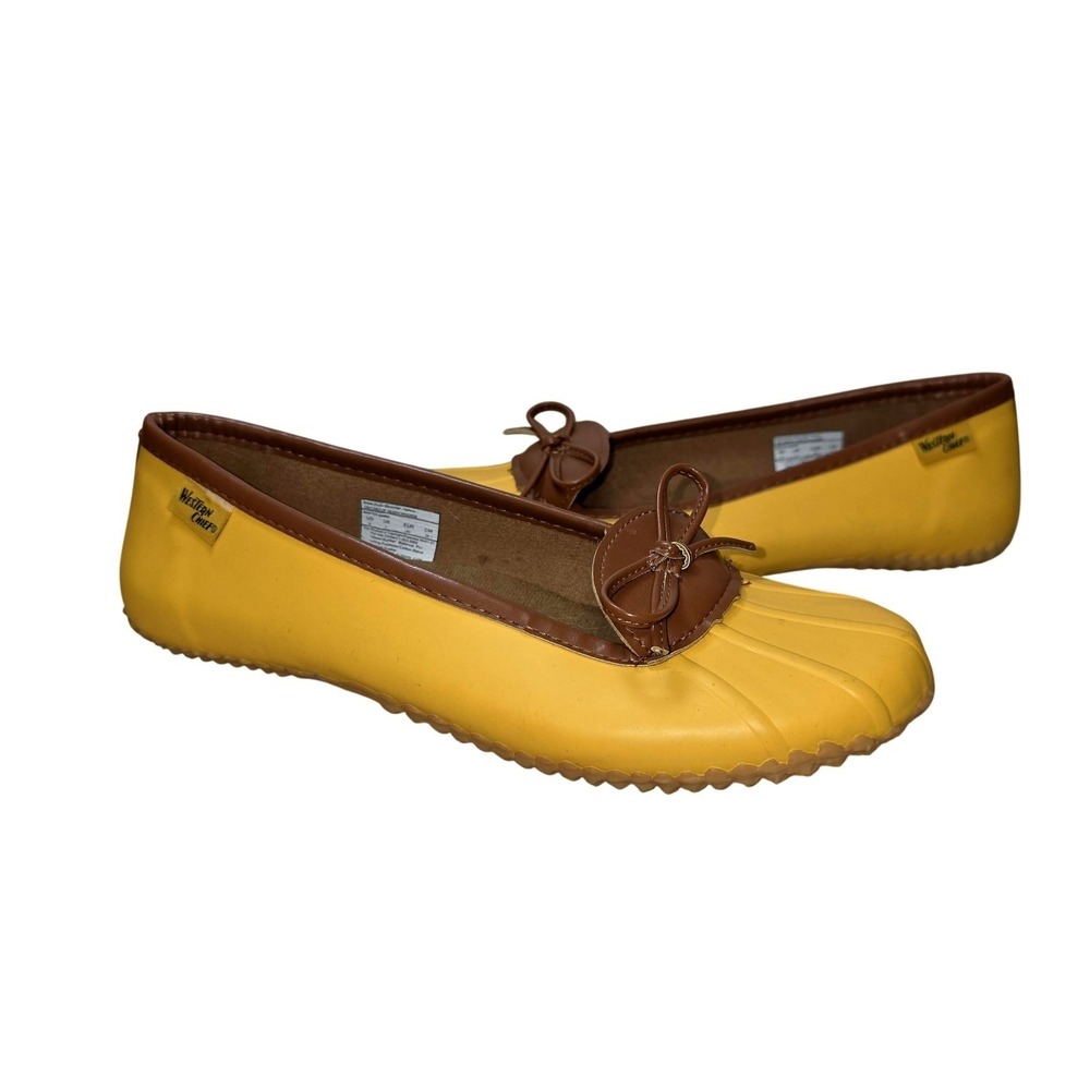 Western Chief Duck Skimmer Flats Shoes Women 9 Yellow Rubber Waterproof Bow